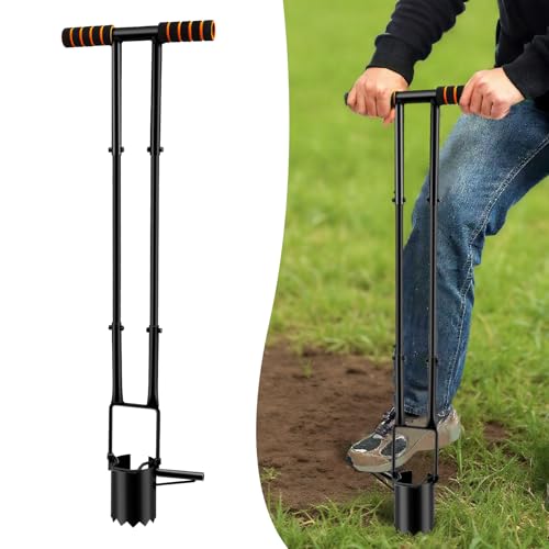 5 en 1 Griffe de Jardin avec Manche avec repose-pieds coulissant pour pousser facilement le sol, transplanter des fleurs,échantillonner de terre, transplanter, plantes à fleurs