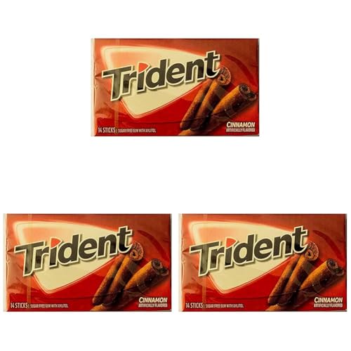Image of Trident Cinnamon Sugar Free Gum, 14 Sticks, 26 g (Pack of 3)