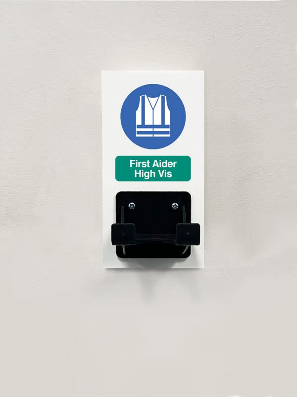 PPE Station - First Aider High Vis - Single Hook on 80x160mm 10mm foam pvc, ISO7010 compliant safety colours - Image 2