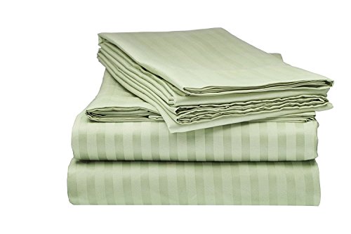 Home Couture Italian 3PC Twin Sheet Set, Striped SAGE Green