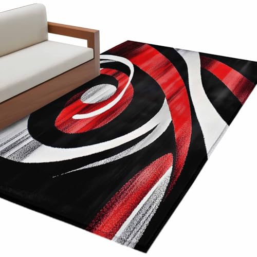 Tapete decorativo rojo negro 2.7x5 pies miniatura 3