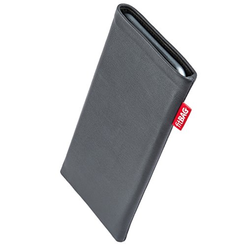 fitBAG Beat Gray Custom Tailored Sleeve for Samsung E1100. Fine Nappa Leather Pouch with Integrated Microfibre Lining for Display Cleaning