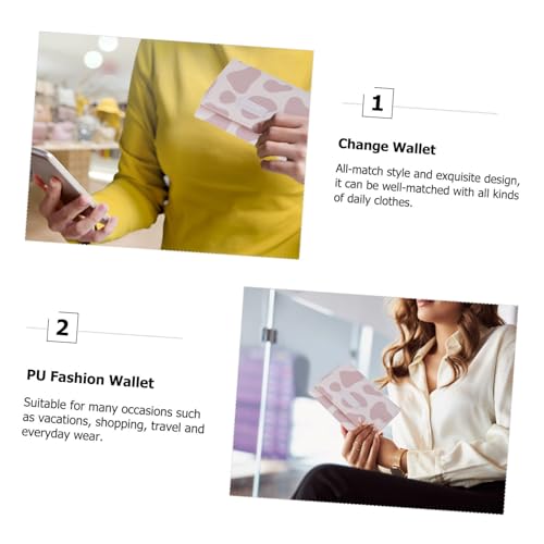 NOLITOY PU Mini Wallet for Women Small Three Fold Milk Texture Change Purse Pink Multi Card Holder Compact PU Coin and Business Card Organizer for Travel and Daily Use2