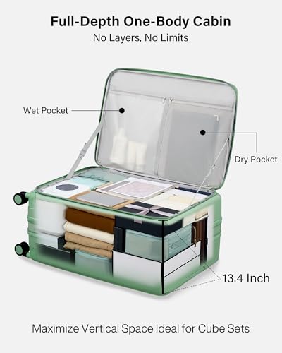 Image of Hanke Hardside Expandable Large Checked Luggage, 28 Inch Top Opening Trunk Luggages with Spinner Wheels, All-PC Hard Shell Suitcase, Lightweight TSA Approved (Forest Green, 120L)