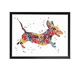 Framed Dachshund Watercolor Art Print Dachshund Wall Art Weiner Home Decor Sausage Poster Doxie...