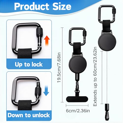 Image of BendJoy Retractable Anti-Theft Phone Lanyard with Steel Cable | Universal Mobile Phone Safety Strap for Belt Bag, Phone Tether Tab for Outdoor Hiking Skiing Travel