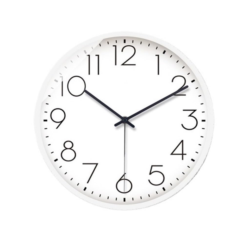 Horloge murale blanche design scandinave pour cuisine et bureau calme