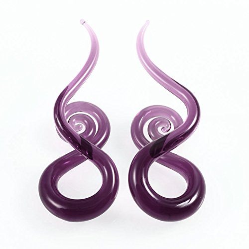 IPINK-Pack of 8 Mixed Colors Glass Spiral Tapers Ear Piercing Tunnel Plugs Gauges (4 Pairs of 0 Gauge (8mm)) - Thumbnail 4