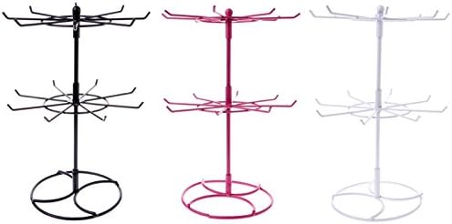 LouisaYork Jewellery Ring Display Stand Holder Rack,Rotating Jewelry Rack,2-Tier Bracelet Necklace Storage Rack Keyring Display Hanger Gift for Girls Women (White) - Image 4