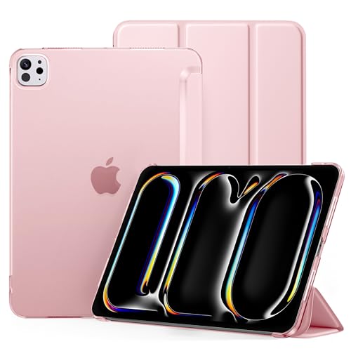 Mastten for iPad Pro 11 Inch Case (M5/M4) 2025/2024 6th/5th Generation (Model: A3357/A3358/A3359/A2836/A2837/A3006) Slim Stand Hard PC Translucent Back Shell Smart Cover with Auto Wake/Sleep Pink