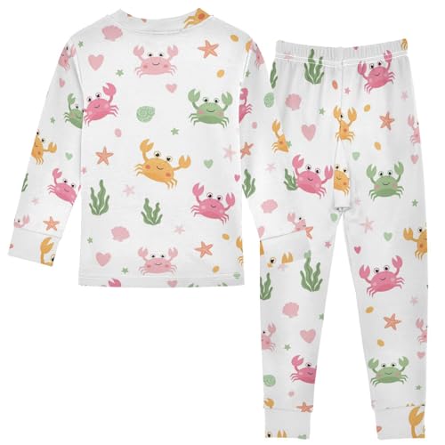 Pajama Sets Long Sleeve Cute Crab Sea Pattern Soft Comfy Sleepwear 2 Piece PJS 3-8T3