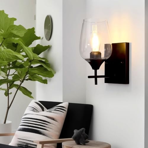 Aplique de pared negro rústico y moderno de alta calidad con base E26 3