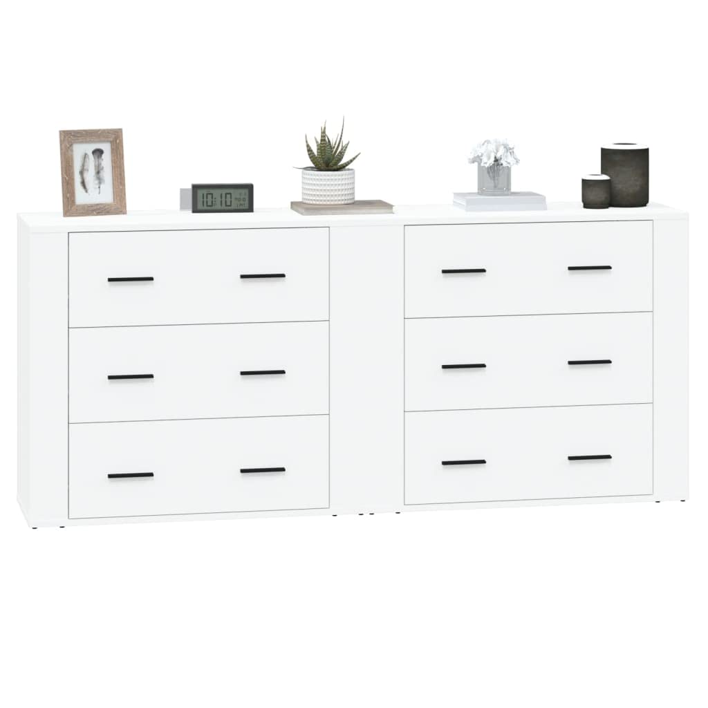 Lot de 2 buffets en bois - Blanc - 80 x 33 x 70 cm