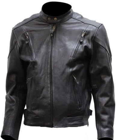 Big Mens Vented Leather Motorcycle Jacket