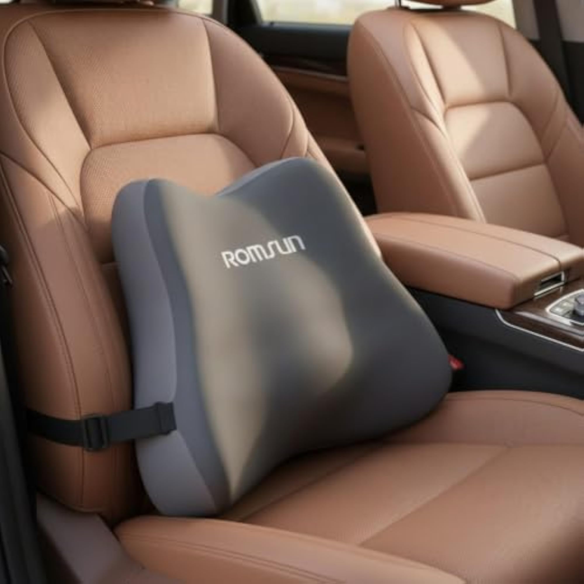 Memory Support Contoured Back Cushion with Strap, Sky Blue