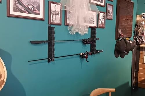 TGTAKDS Suporte de parede para vara de pesca, suporte de vara de pesca para garagem, suporte vertica