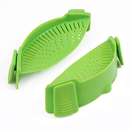 Cozihom 2 Pack Silicone Clip-on Stew-Pan Strainer, Pasta Strainer, Colander, for Pan Universal