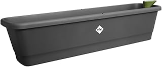 elho noa balkonkasten XL - Übertopf für Balkon mit Wasserreservoir - 100% recyceltes Plastik - Schwarz/Living Schwarz