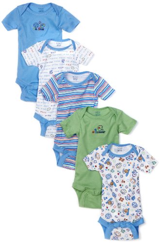 Image of Gerber Unisex Baby 5-Pack Short Sleeve Variety Onesies Bodysuits