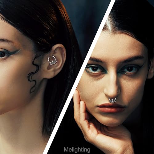 Melighting 16G Halloween Septum Ring Moth Helix Earring 316L Stainless Steel Daith Earring 10mm Septum Clicker For Women Gothic Cartilage Earring 6