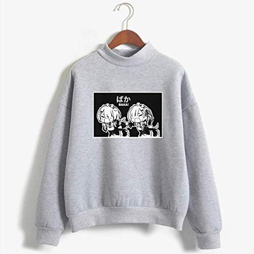 Moletom Gola Redonda Unissex Algodão Re:Zero Ram Rem Baka Anime (Rosa Bebê, M)