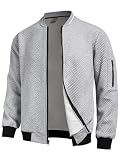 Hardaddy Men's Lightweight Bomber Jacket Textured Casual Varsity Coat Gray XL