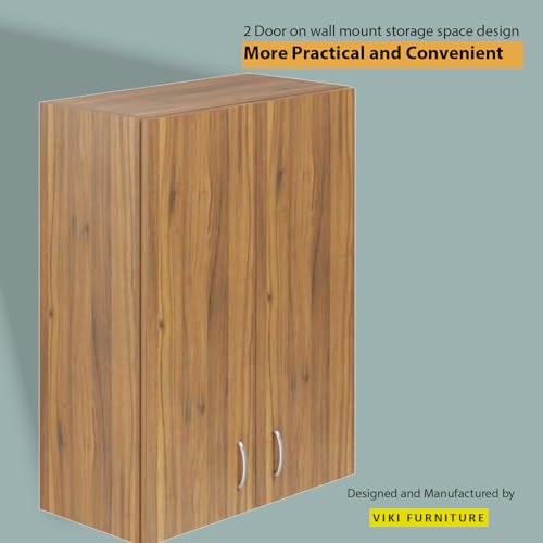 Image of VIKI Furniture |Traksha Modular Kitchen Wall Cabinet - Two Door Cabinet | Space Saving Rack for Spices | DIY Home Storage Cupboard (Brussel Walnut - 30D x 60W x 80H cm) | 1 Year Warranty