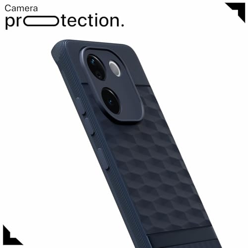 Image of Pikkme Back Cover for Vivo T3 Pro 5G / iQOO Z9s Pro 5G Camera Protection 3D Hexa Cube Design Silicone Protective Bumper Case (Blue)
