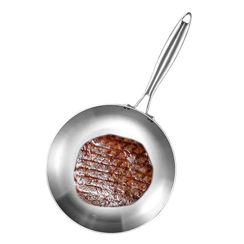 y sartenes, sartén de acero inoxidable con tapa | Sartén apta para horno Sartén profunda Sartenes | Utensilios de cocina de acero inoxidable, sartén de acero para filetes y huevos, todos los métodos d