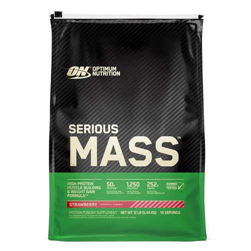 Serious Mass Strawberry Weight Gain Protein Powder | 12 lbs