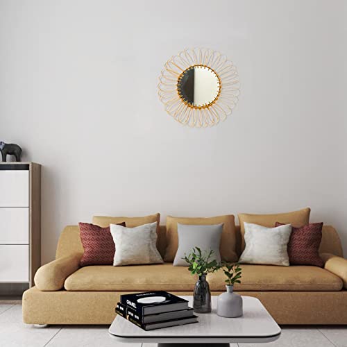 Neergreve Bamboo Wall Mounted Mirror | Flower Wicker Rattan Decorative Mirrors For Living Room Bedroom Office (17.7 Inches) #TOP4