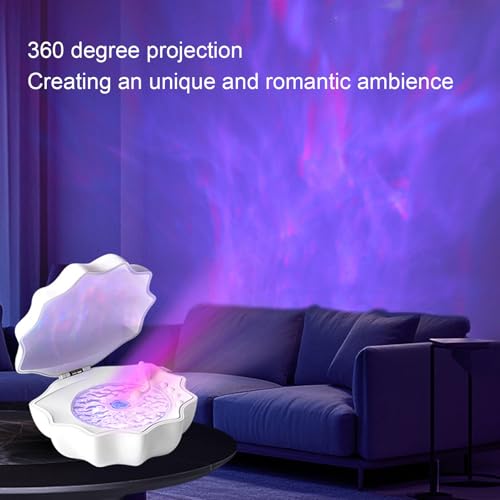 Shell Waves Speaker Cordless, Northern Lights Lumena Lamp Record Player, Ocean Wave Projector Light - Image 4