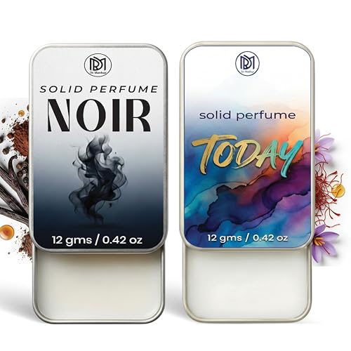 Image of Dr.Mashur Solid Perfume |Today&Noir Alcohol Free Wax Perfume Balm, Long Lasting | Pocket Tin 12g, Pack Of 2| Non Greasy Smooth Glide, Travel Friendly Men And Women Gifts He Or Her