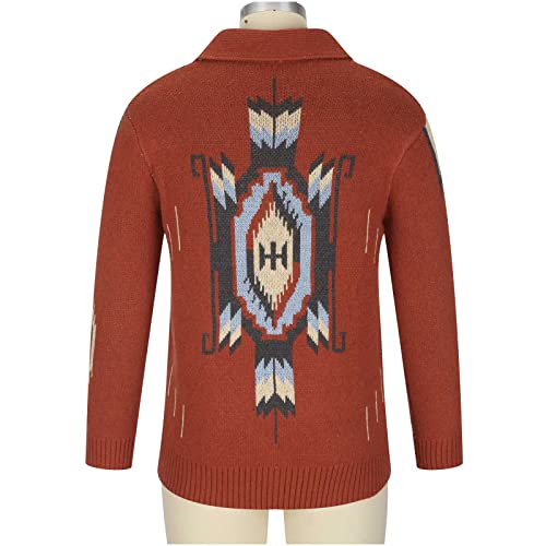 Dgoopd Shawl Collar Cardigan Men Vintage Striped Button Down Sweater Chunky Thermal Knitted Pullover Vintage Knitwear Jackets Wine #TOP6