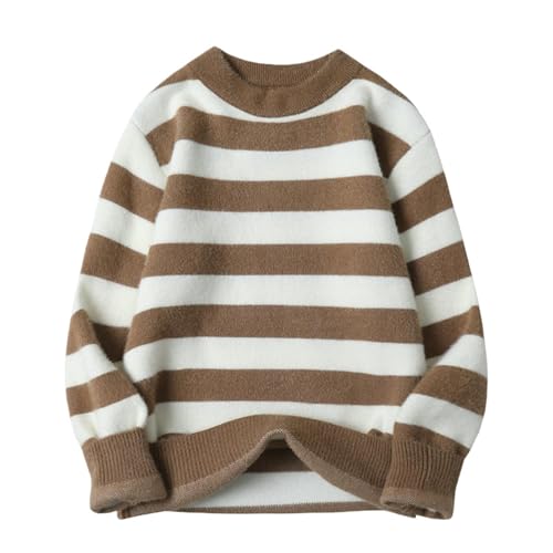 Pull décontracté à rayures en maille premium et col rond soigné