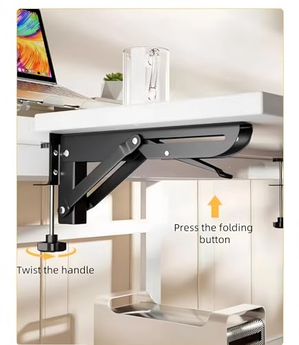 Rallonge de bureau ergonomique pliable 30x120 solution gain de place pince - 7