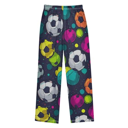 Soccer Ball Graffiti Boys Long Pants Soft Trousers Elastic Waist Kids Lounge Bottoms with Pockets S-XL2
