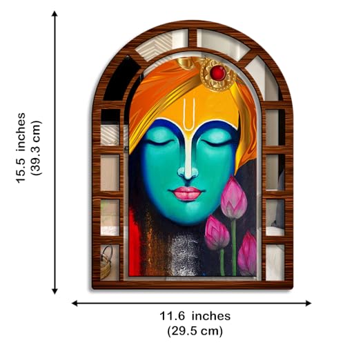 Image of Sehaz Artworks RadhaKri Mirror Jharokha Wall Decor for Living Room-40x30 CM