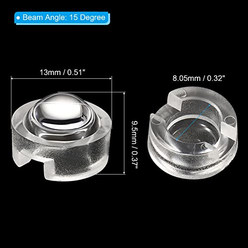 Image of PATIKIL 13mm LED Convex Lens, 10 Pack 15 Degree Beam Angle Acrylic LED Optical Convex Condenser Lens for 1W 3W LED Lamp Beads Infrared Cameras, Transparent