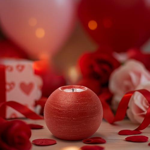 Image of Flameless Candles with Remote & Timer,4 inch H LED Battery Operated Round Candle 2 Pack,Real Wax Christmas Candle Lights Flickering for Christmas Gift Wedding Home Decor (Red)