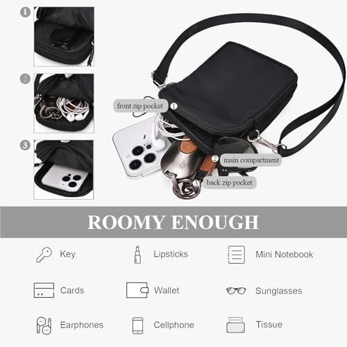 Image of WITERY Waterproof Nylon Cute Crossbody Cell Phone Purse Smartphone Wallet Bag for Women