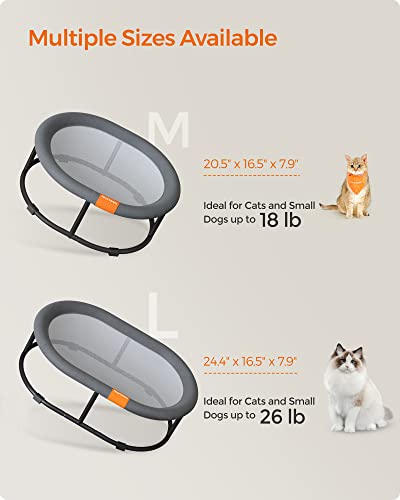 Feandrea Cat Bed, Cat Hammock, Small Dog Bed, For Pets Up To 18 Lb, Free-Standing Elevated Cat Bed For Summer, With Removable Mesh, Machine Washable, Oval, Gray Upcb001G01 #TOP6