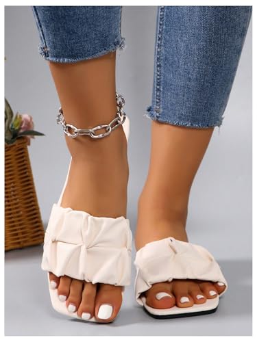 Image of GORGLITTER Women's Summer Cute Flat Sandals Dress Slide Sandals Square Toe Wedding Shoes Vacation Trendy Sandals 2026