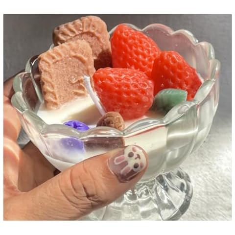 ISOLAY Cute Ice Cream Shaped Cookie Scented Candle in Glass Home Decorative Candle Gift for Women Candle for Birthday (Style B) Cover