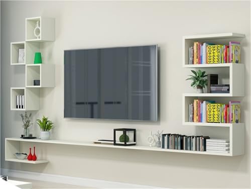 Wall Mounted Cube Shelf, Horizontal Bookshelf with Multiple Compartments, Floating