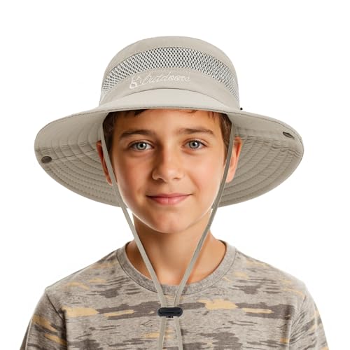 Durio Outdoor Kids Sun Hat UPF50+ Sun Protection Kids Bucket Hat Wide Brim Fishing Beach Safari Hats for Boys Girls 5-13