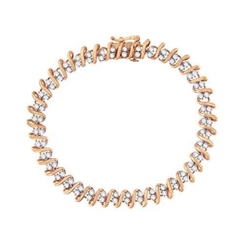 Haus of Brilliance 14KT Rose Gold Plated Sterling Silver Diamond S Link Tennis Bracelet (2 cttw, J-K Color, I1-I2 Clarity) - Size 7.5"
