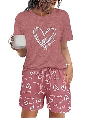 Uniexcosm Pijama de Mujer Verano Conjunto de Algodón Manga Corta y Cuello Redondo Ropa de Dormir y de Casa Casual,A:Rosado-1,3XL | Ya disponible en tu tienda friki favorita! En mundofriki.es!