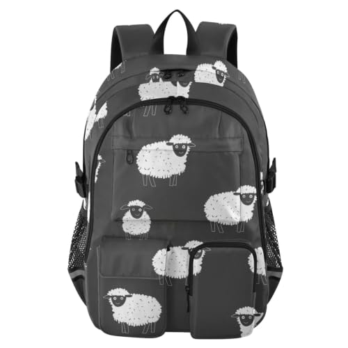 Mochila de viaje juvenil con oveja blanca y negra para el instituto