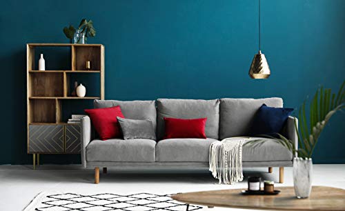 Image of Mixhug Set of 2 Cozy Velvet Rectangle Decorative Throw Pillow Covers for Couch and Bed, Grey, 12 x 20 Inches